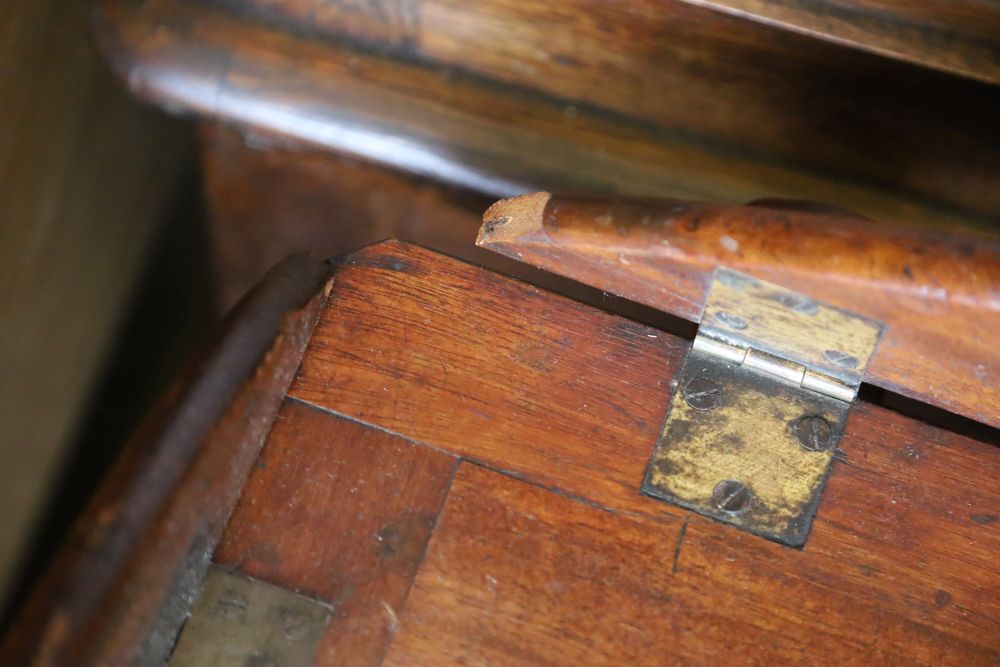 A George III mahogany folding butlers tray, with folding stand, width 86cm, depth 65cm, height 84cm